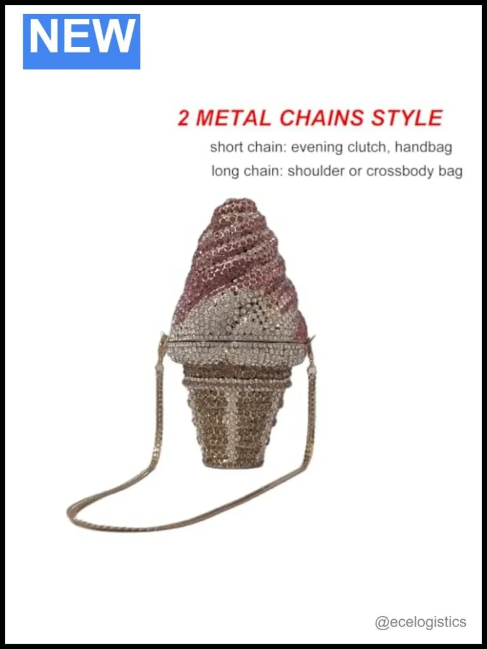 Novelty Ice Cream Rhinestone Clutch Crystal Evening Bag for Women